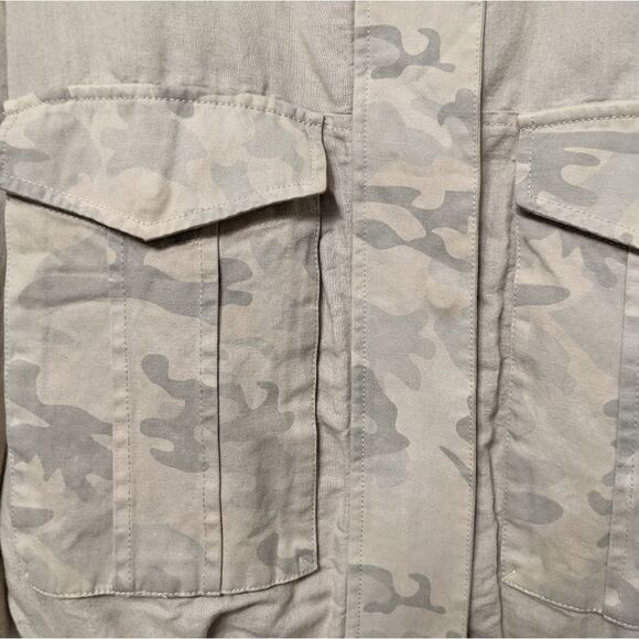 Anthropologie HEI HEI Khaki Camo Linen Cropped Jacket L - Picture 4 of 10